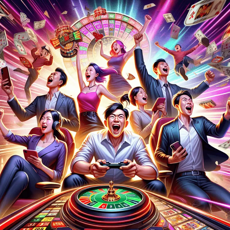ACE333 jackpot slot screen next to a game show prize wheel