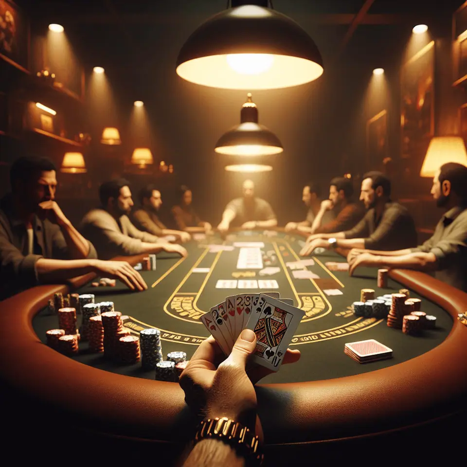 Pai Gow Poker hand being split into high and low hands on screen