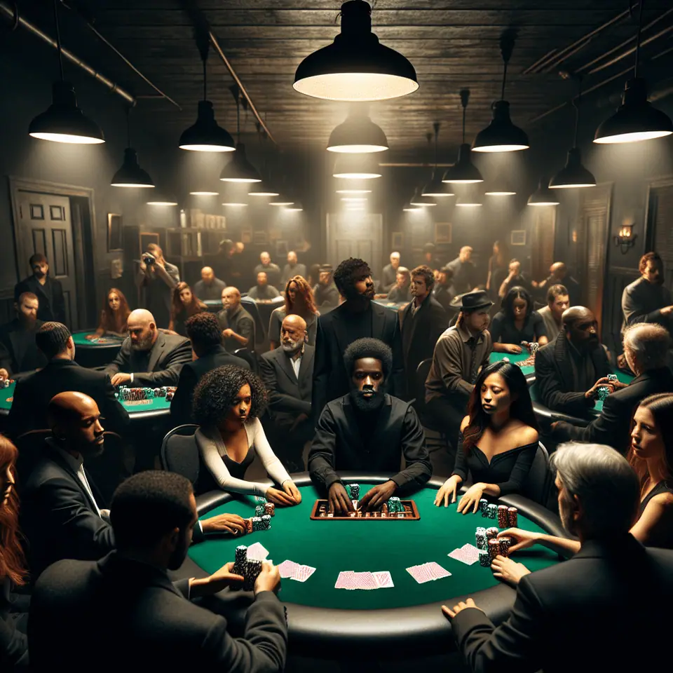 Illegal blackjack table set up inside an underground gambling den