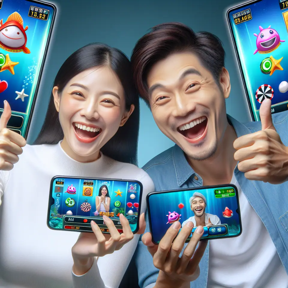 Ocean King game screen with colourful sea creatures on a phone