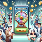 Mega888 Lucky Wheel mini-game showing a colourful prize wheel on a phone
