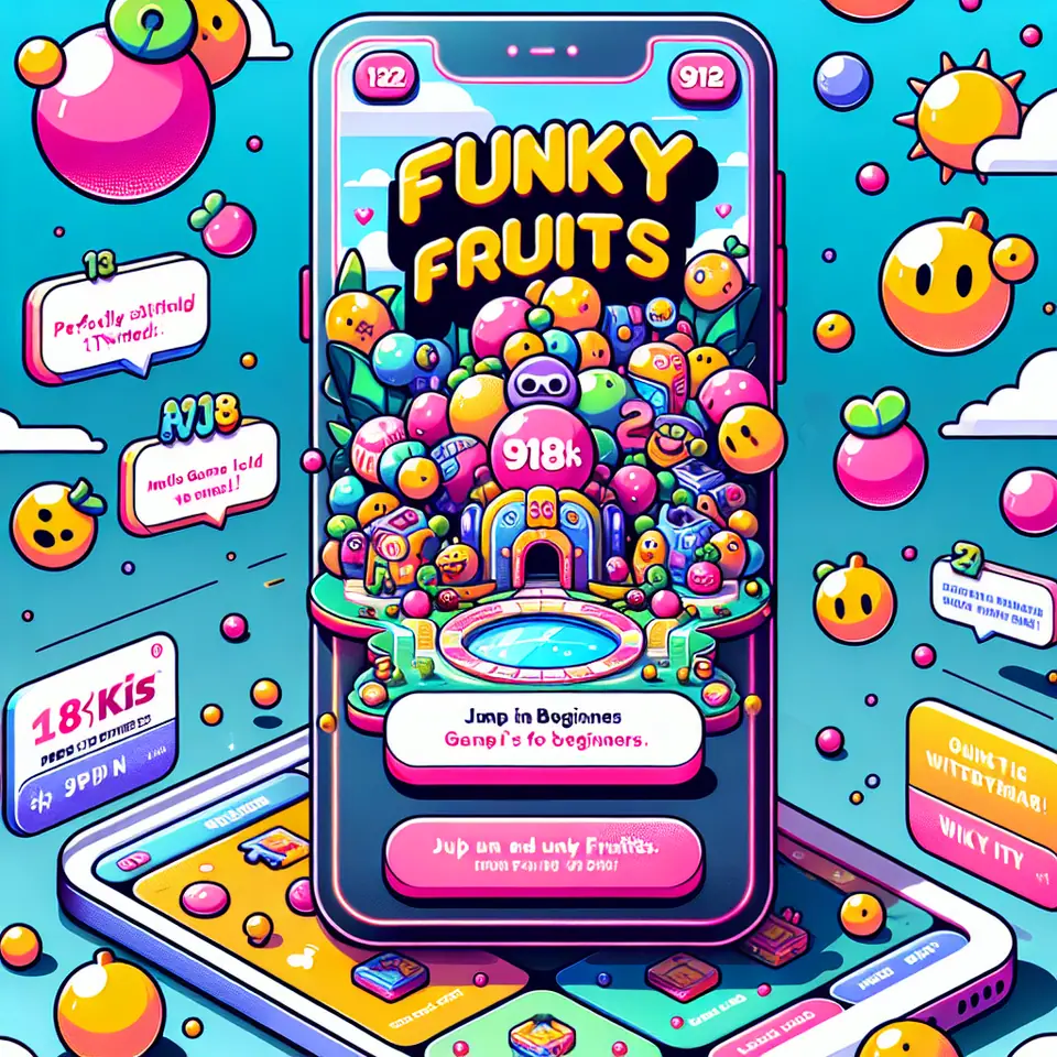 918Kiss game lobby with the Funky Fruits icon on a phone