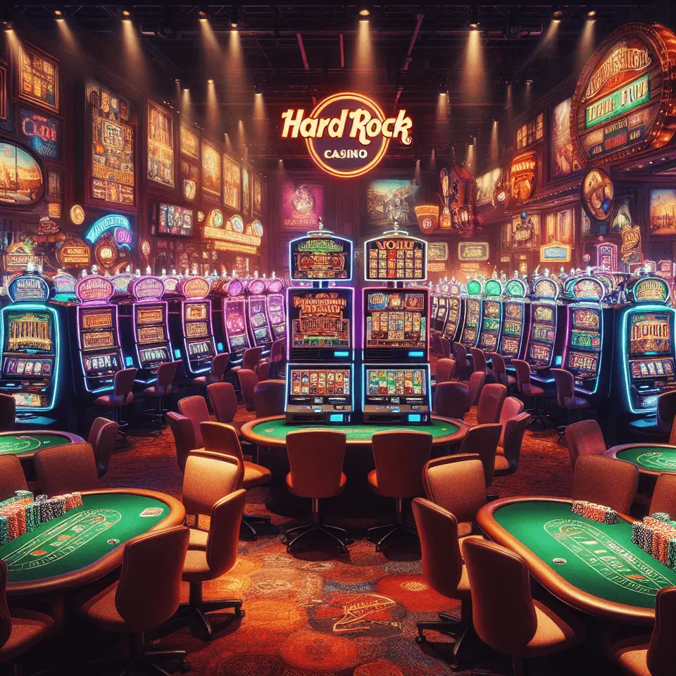 New slot machines lined up on the Hard Rock Casino gaming floor
