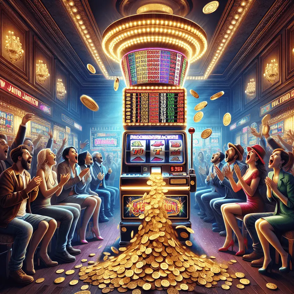 Diagram of a progressive jackpot pool fed by spins from many players