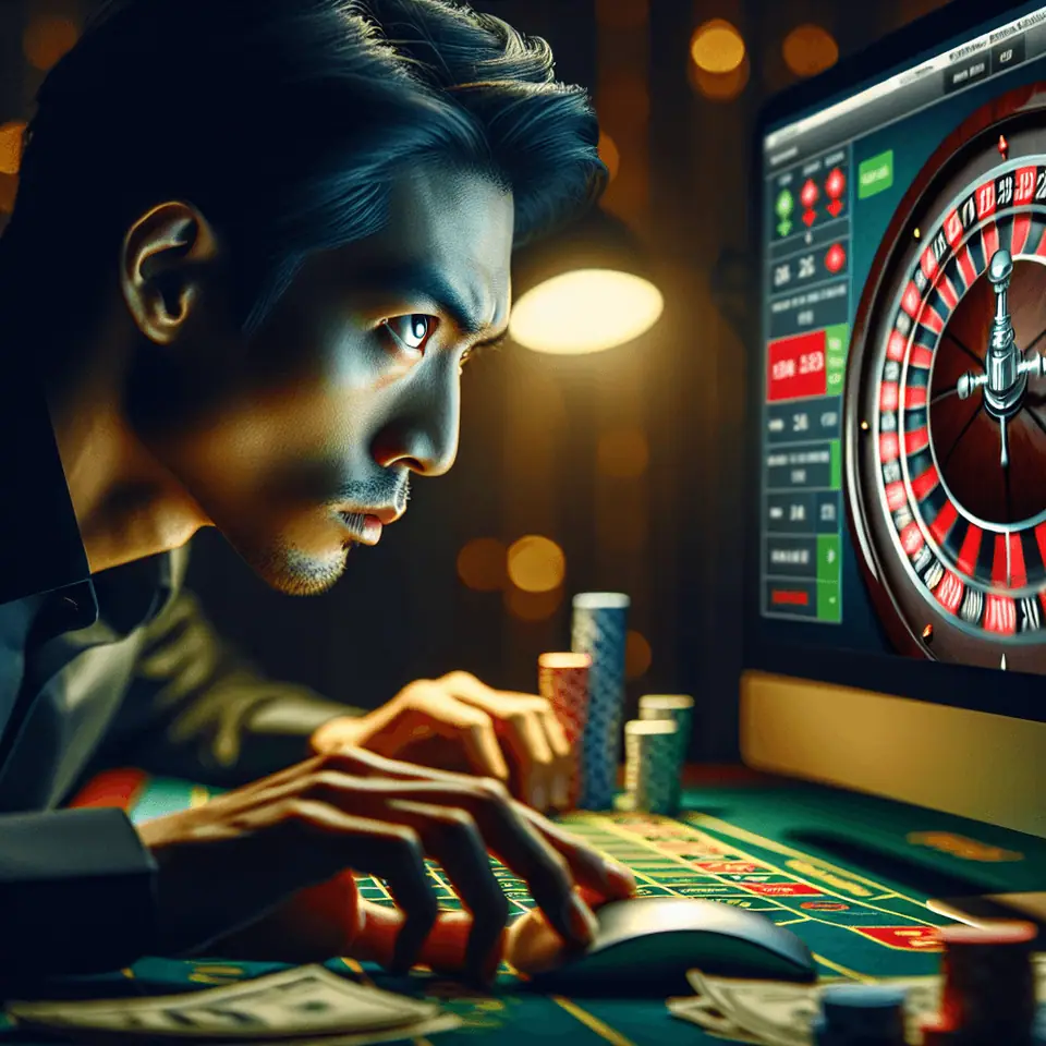 Step-by-step view of placing a real-money bet on an online roulette table