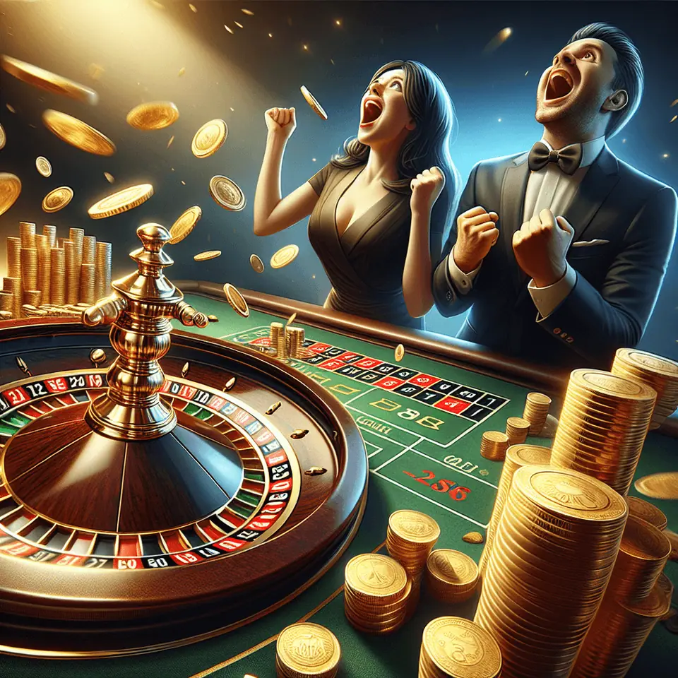 Roulette wheel and betting table as seen in an online casino app