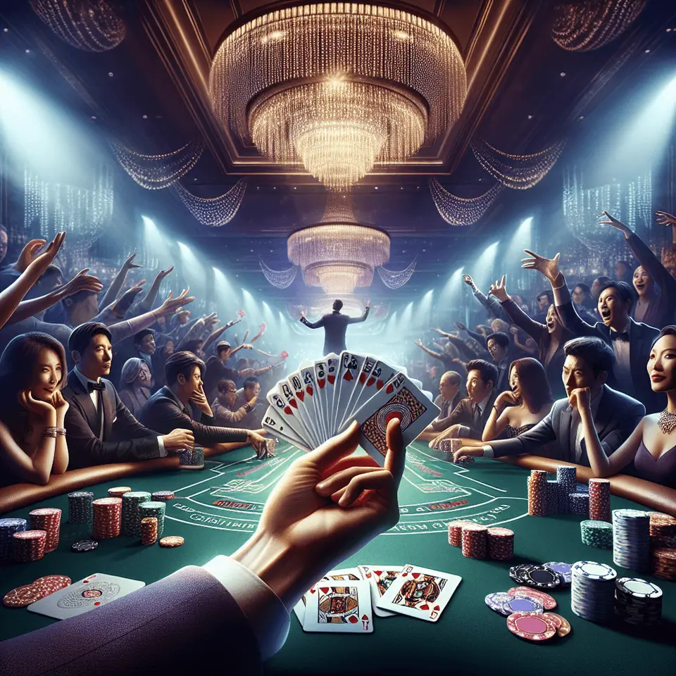 Player placing chips on the Banker area of an online baccarat layout