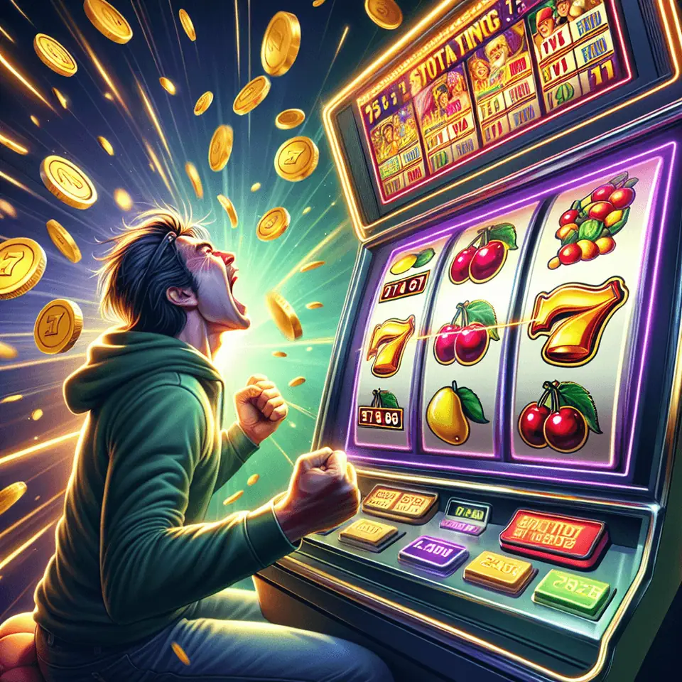Classic slot showing a winning line of sevens