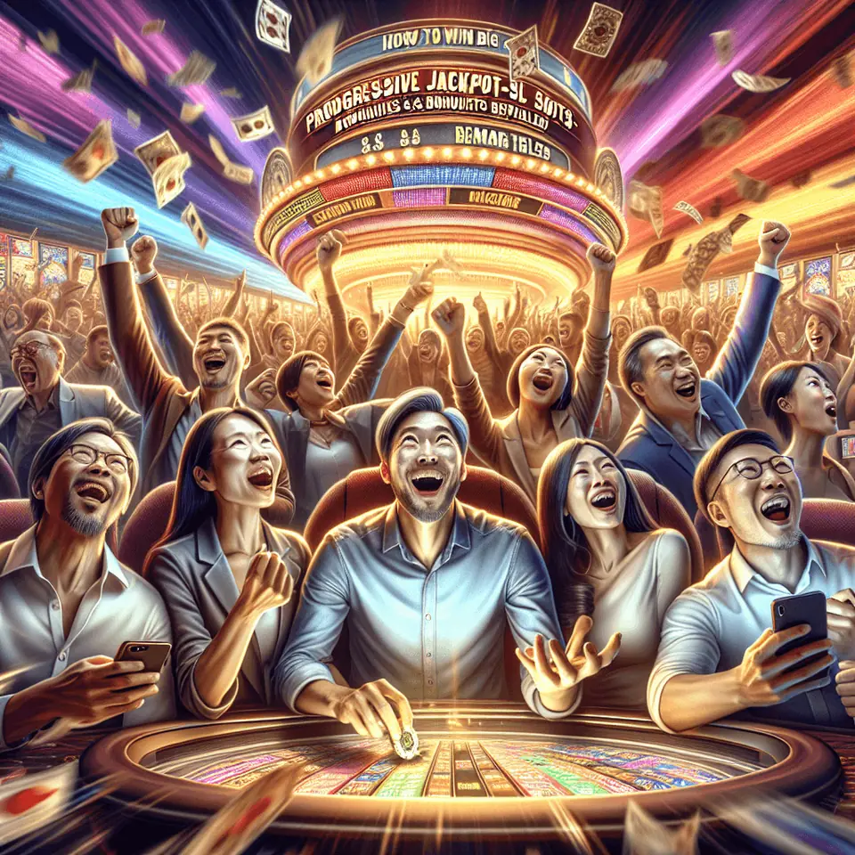 Progressive jackpot slot with several jackpot tiers glowing above the reels
