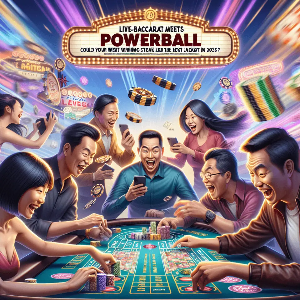 Live baccarat table on one screen and Powerball ticket on another