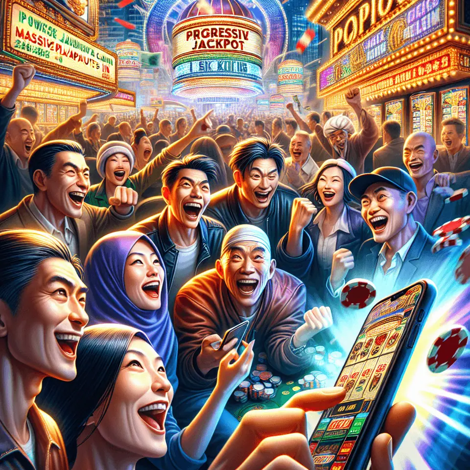 Progressive jackpot slot screen with a large prize counter above the reels