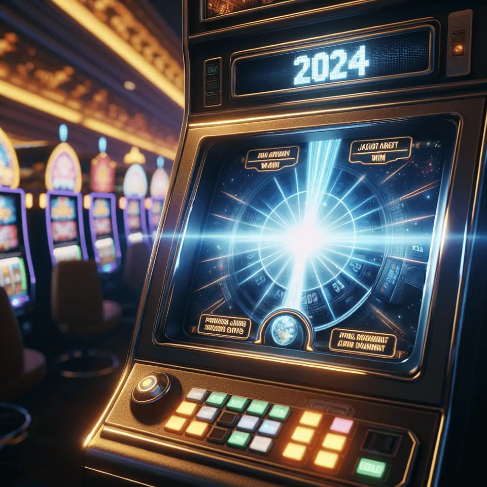 Player checking jackpot slot rules and bankroll before spinning