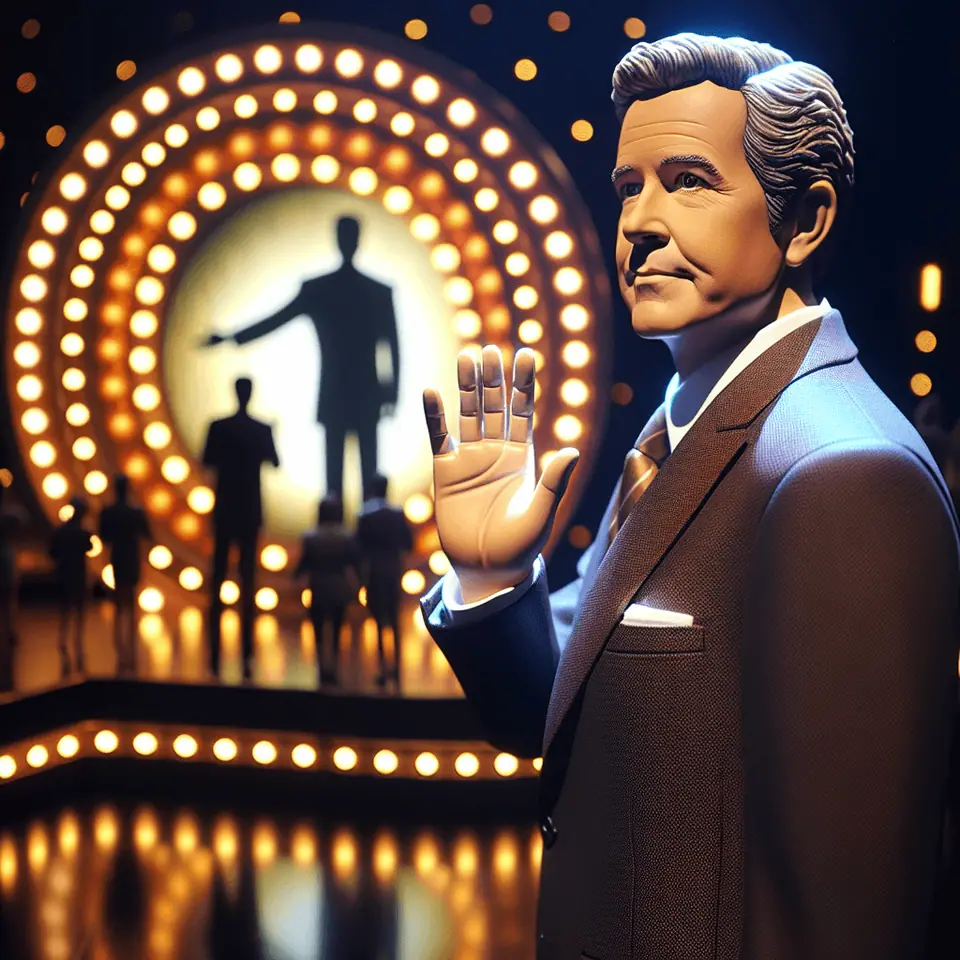 Ryan Seacrest hosting Wheel of Fortune in front of the puzzle board