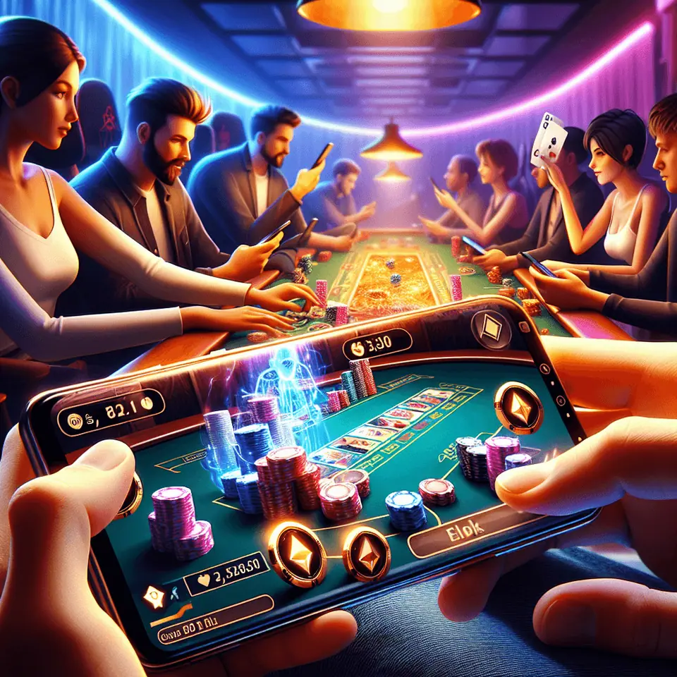 Blockchain casino app for mobile gaming open on a smartphone