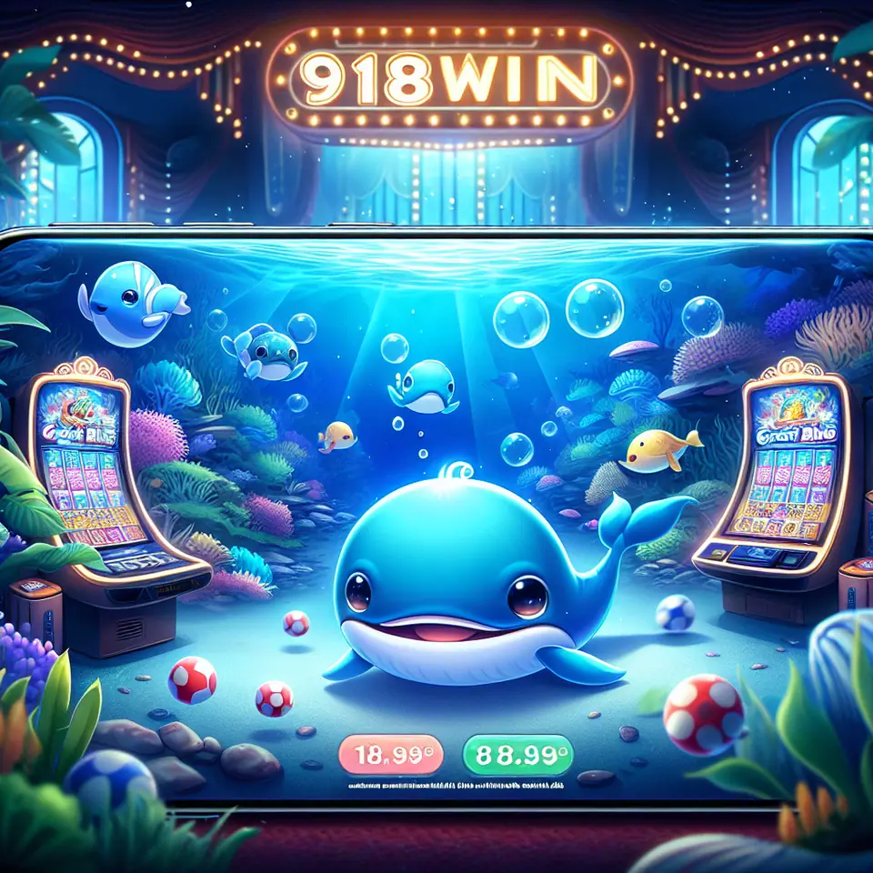 Great Blue slot on a phone screen with whale and seahorse symbols