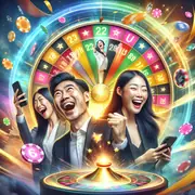 Hand spinning the Mega888 Lucky Wheel mini-game on a smartphone