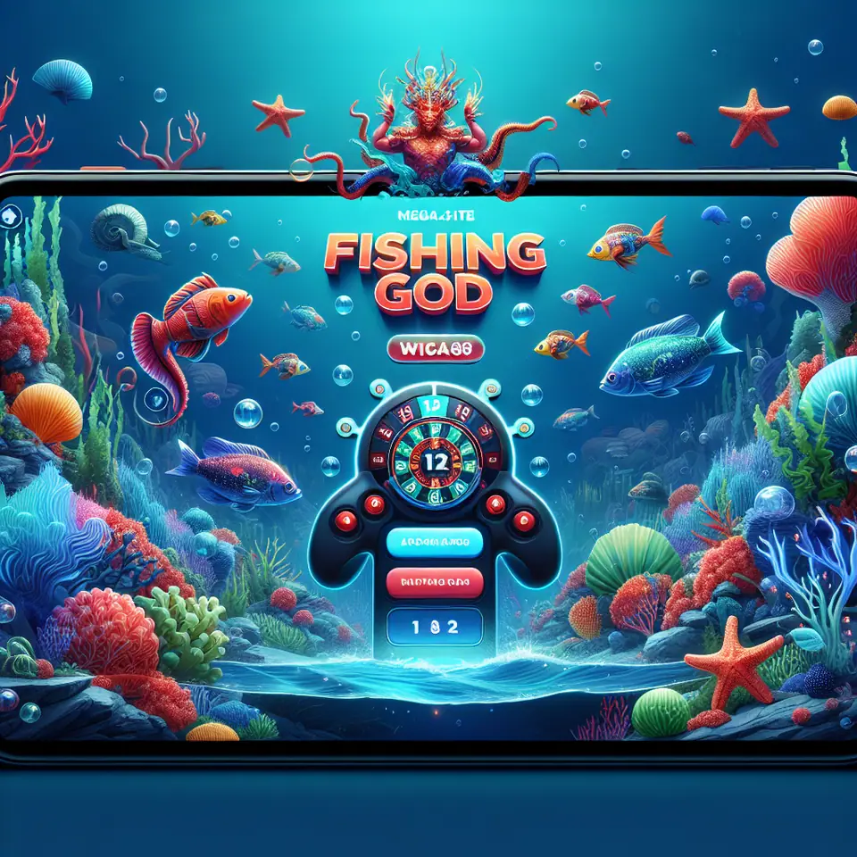 Fishing God game screen on a phone with fish swimming across the sea floor