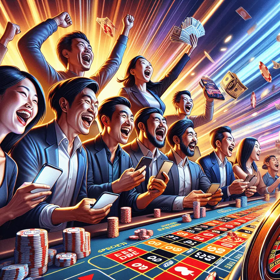 Game show prize wheel beside an online roulette wheel and betting chips