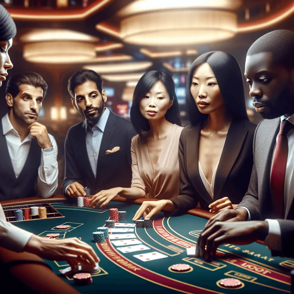 Baccarat betting layout with chips placed on the Banker area
